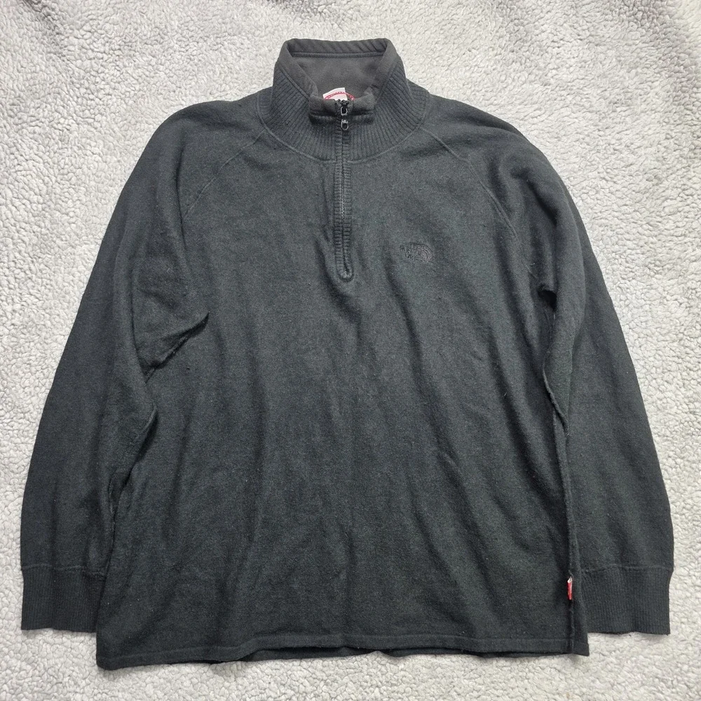 The North Face Sweater Mens Size‎ XLARGE Black 1/4 Zip Mock Neck Wool Blend